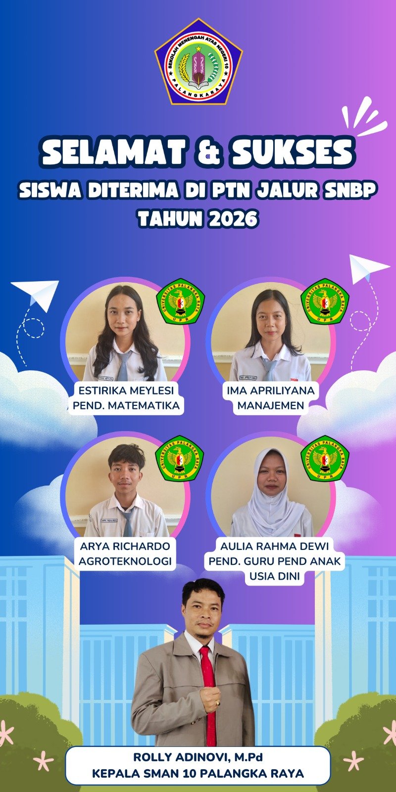 Keberhasilan Siswa(i) SMAN 10 Palangka Lolos SNBP Tahun 2026